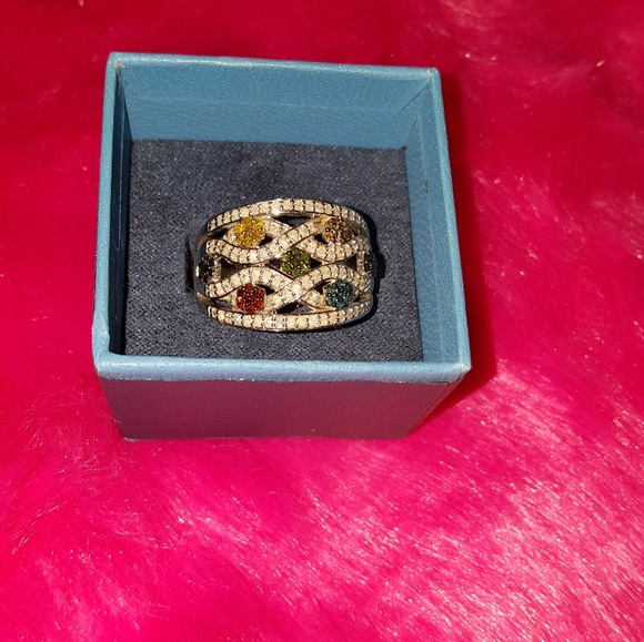 Champagne & White Diamond With Multicolor Diamonds - Picture 4 of 5